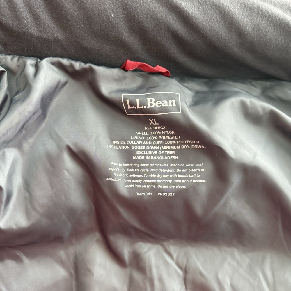 LL Bean Coat Mens XL Maroon Down Puffer Hooded Parka Jacket Nylon Winter - Picture 10 of 11